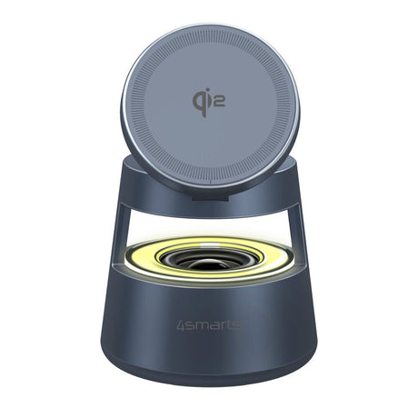 4smarts 3-i-1 Trådløs Oplader - Indbygget Lys / Bluetooth - Smartphone / Smartwatch / AirPods - MagSafe / Qi2 Kompatibel - Grå