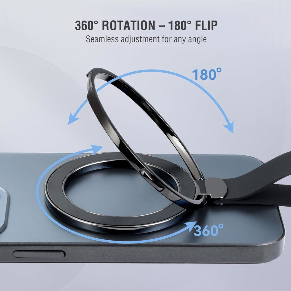 Magnetisk Finger Ring - 4smarts - MagSafe Kompatibel - 2 stk - Sort / Orange