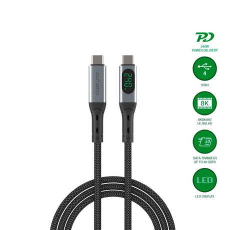 4smarts - DigitCord Enterprise USB-C Kabel 240W - 1.5m - Sort