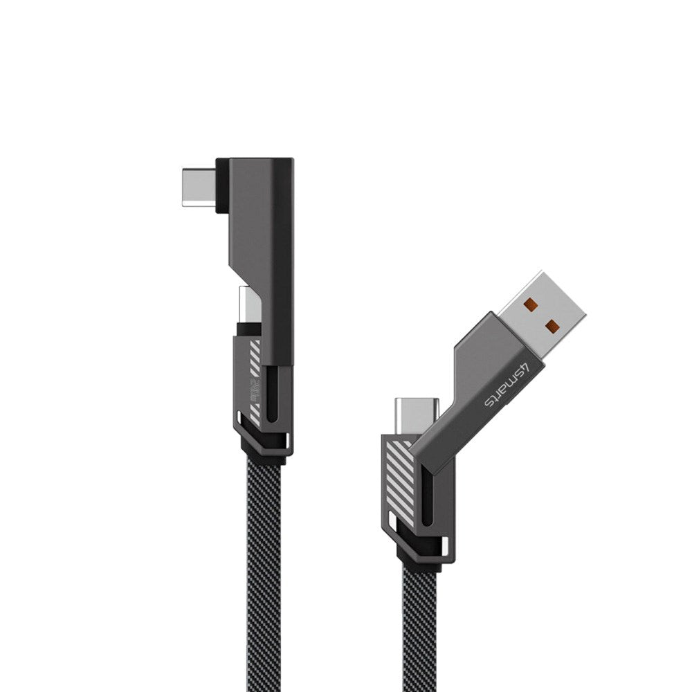 4smarts - ComboCord 2-i-1 Retvinklet Kabel 240W - 1.5m - Grå