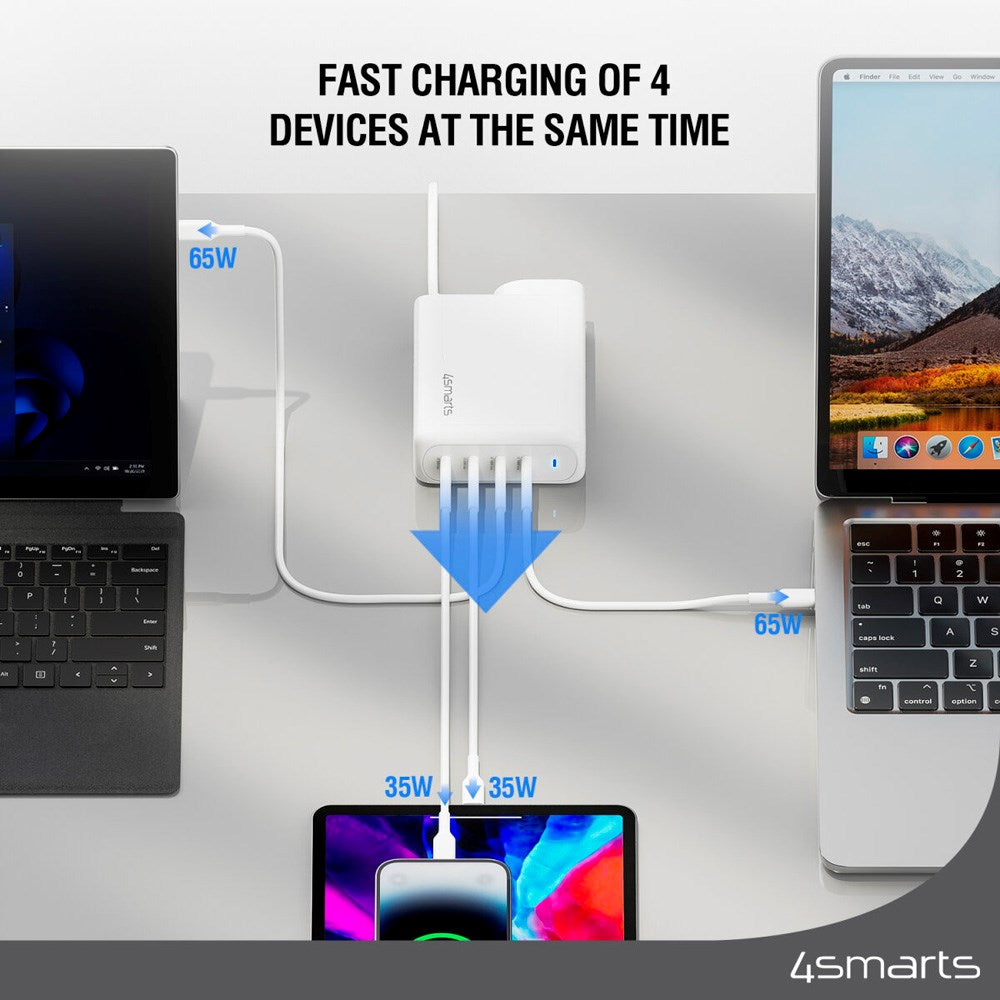 4smarts - GaN Flex Pro Rejseoplader 200W - 4x USB-C - Hvid