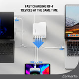 4smarts - GaN Flex Pro Rejseoplader 200W - 4x USB-C - Hvid