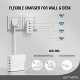 4smarts - GaN Flex Pro Rejseoplader 200W - 4x USB-C - Hvid