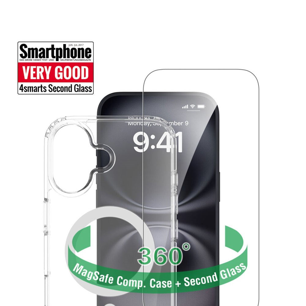 iPhone 17 - 4Smarts 360° Beskyttelsessæt m. Cover & Skærmbeskyttelsesglas - MagSafe Kompatibel - Gennemsigtig