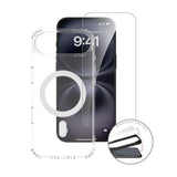 iPhone Air - 4Smarts 3-i-1 Premium Starter Set - MagSafe Mobil Cover, Skærmbeskyttelse & 20W Vægoplader - Gennemsigtig / Hvid