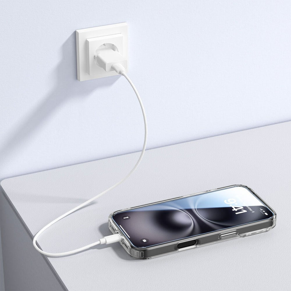 iPhone 17 Pro - 4Smarts 3-i-1 Premium Starter Set - MagSafe Mobil Cover, Skærmbeskyttelse & 20W Vægoplader - Gennemsigtig / Hvid