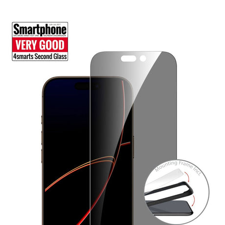 4Smarts iPhone 17 Pro Second Glass Beskyttelsesglas m. Monteringsramme - Privacy Funktion - Gennemsigtig