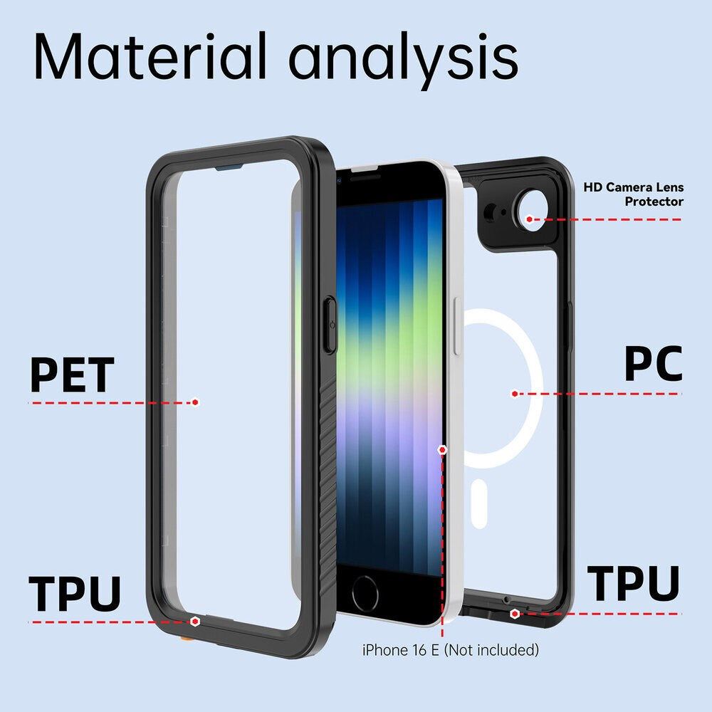 iPhone 17e / 16e 4Smarts Vandtæt All Around Cover - MagSafe Kompatibel - Gennemsigtig / Sort