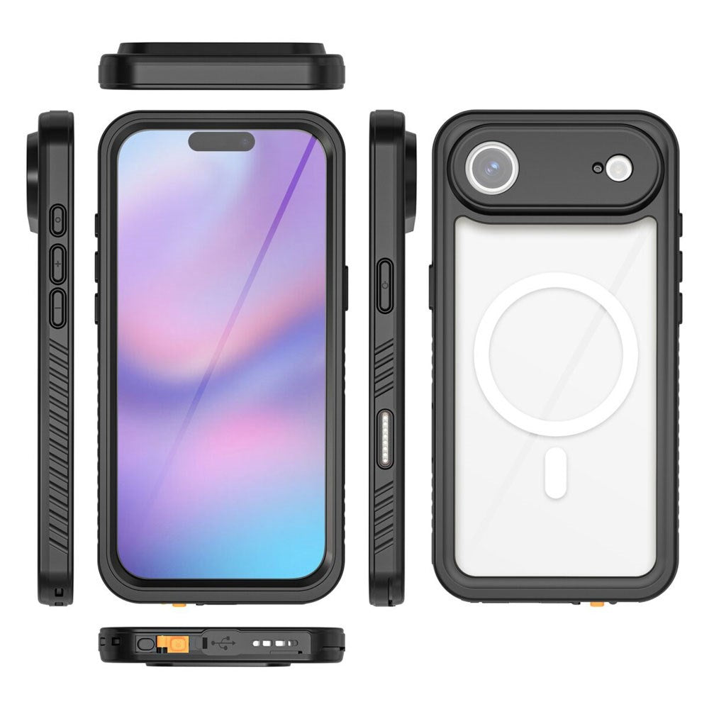 iPhone Air 4Smarts Vandtæt All Around Cover - MagSafe Kompatibel - Gennemsigtig / Sort
