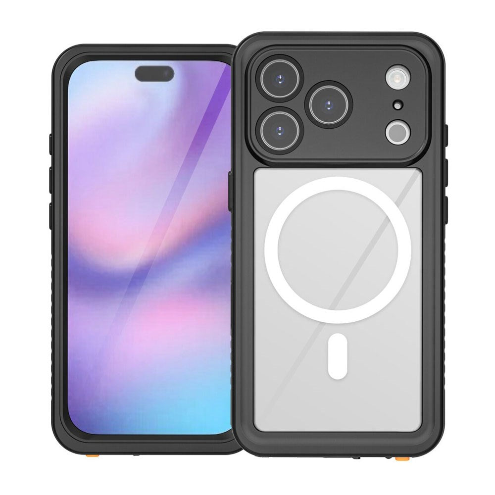 iPhone 17 Pro 4Smarts Vandtæt All Around Cover - MagSafe Kompatibel - Gennemsigtig / Sort