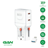 4smarts 65W Rejseadapter til EU/UK/US/AUS m. 2 x USB-C - 1 x USB-A Adapter - Hvid