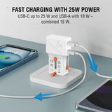 4smarts 25W Rejseadapter til EU/UK/US/AUS m. 1 x USB-C 1 x USB-A - Hvid