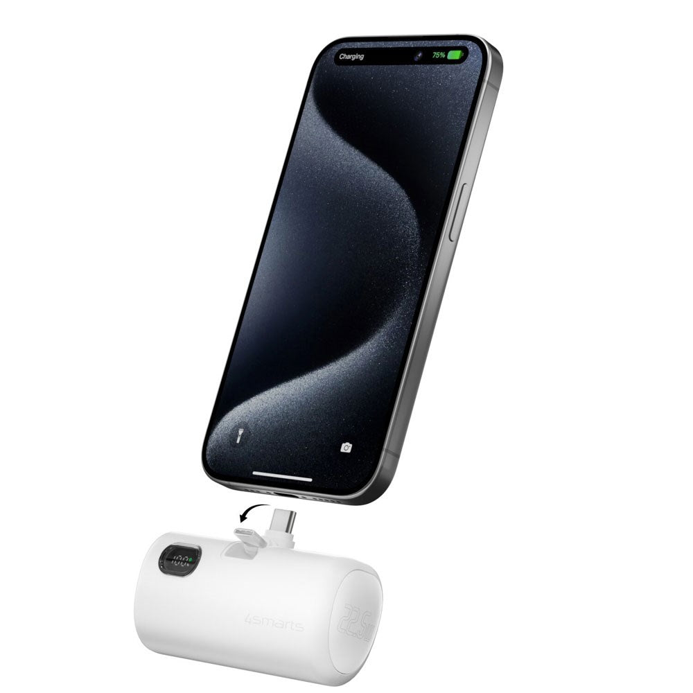 4smarts PicoFold 5000mAh Powerbank 22.5W - USB-C Tilkobling - Hvid