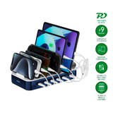 4smarts Ladestation m. 5x USB-C Kabel & 1x 4-i-1 Multikabel - 100W - Blå