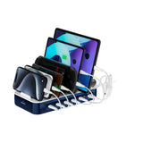 4smarts Ladestation m. 5x USB-C Kabel & 1x 4-i-1 Multikabel - 100W - Blå