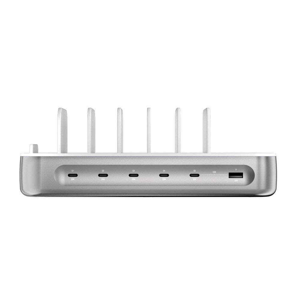 4smarts Ladestation m. 5x USB-C Kabel & 1x 4-i-1 Multikabel - 100W - Sølv