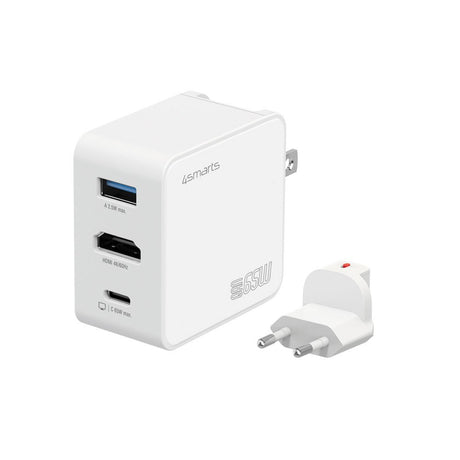 4smarts 3-i-1 HDMI Hub Vægoplader - 65W - Hvid