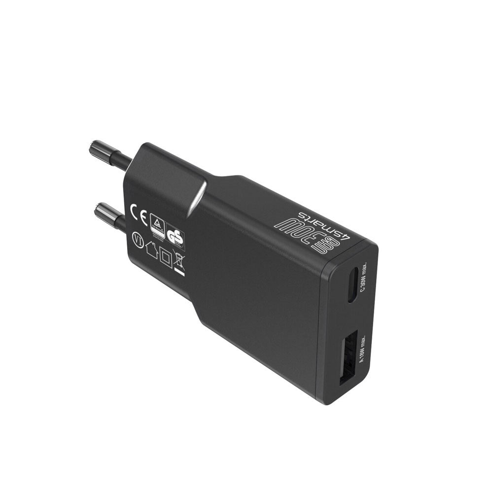 4smarts PDPlug Slim 30W Vægoplader - 1 x USB-C 1 x USB-A - Sort