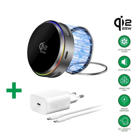 4smarts Opladningssæt - MagSafe Oplader / Vægoplader / Kabel - Hvid
