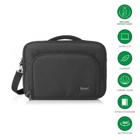 4smarts Eco Clamshell Computertaske med. Lommer - 13-14" - Sort