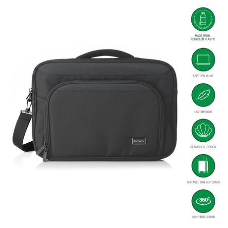 4smarts Eco Clamshell Computertaske med. Lommer - 15-16" - Sort