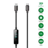 4smarts ScreenCord USB-C til USB-C Kabel - 240W - Indbygget Display - 1.2m - Sort