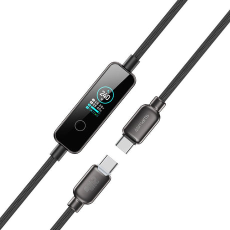 4smarts ScreenCord USB-C til USB-C Kabel - 240W - Indbygget Display - 1.2m - Sort