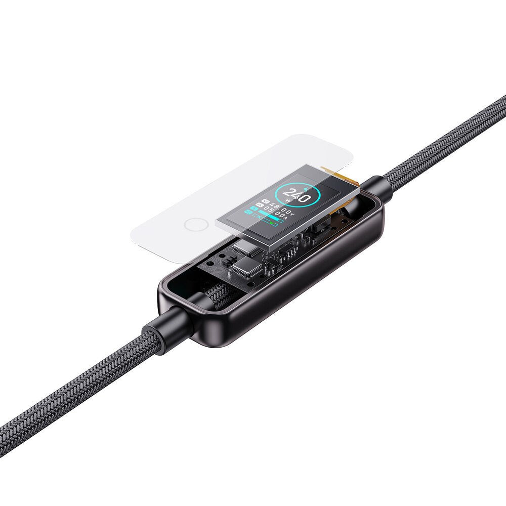 4smarts ScreenCord USB-C til USB-C Kabel - 240W - Indbygget Display - 1.2m - Sort