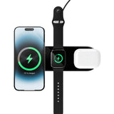 VONMÄHLEN Aura Home 3-in-1 Trådløs Oplader til Smartphone, Apple Watch & AirPods 15W - MagSafe Kompatibel - Sort