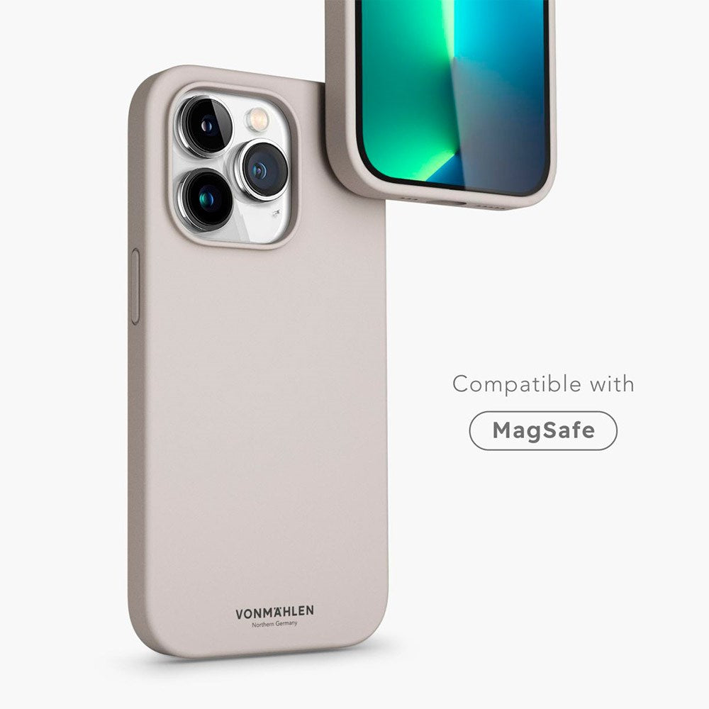 Vonmählen iPhone 13 Pro Eco Silikone Bagside Cover - MagSafe Kompatibel - Beige