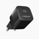 VONMÄHLEN Allroundo GaN 30W Vægoplader m. 6-in-1 Kabel 120cm USB-C / Lightning / Micro USB / USB-A - Sort