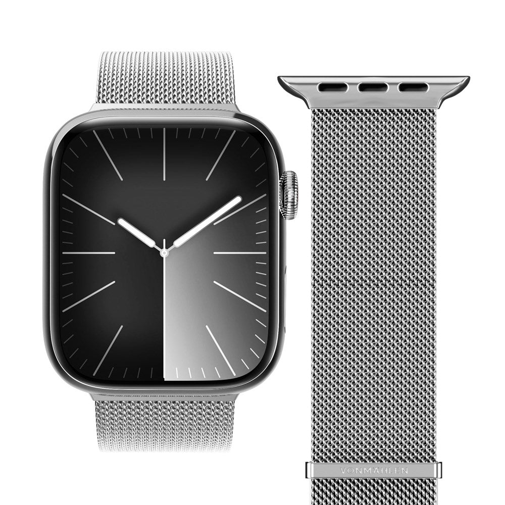 Vonmählen Apple Watch (42/44/SE/45/46/49mm) Milanese Loop 2 Rustfrit Stål Rem - Sølv