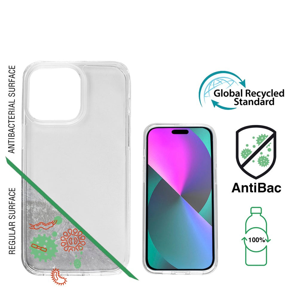 iPhone 14 Pro 4Smarts AntiBac Eco Bagside Cover - 100% Genbrugsplast - Gennemsigtig