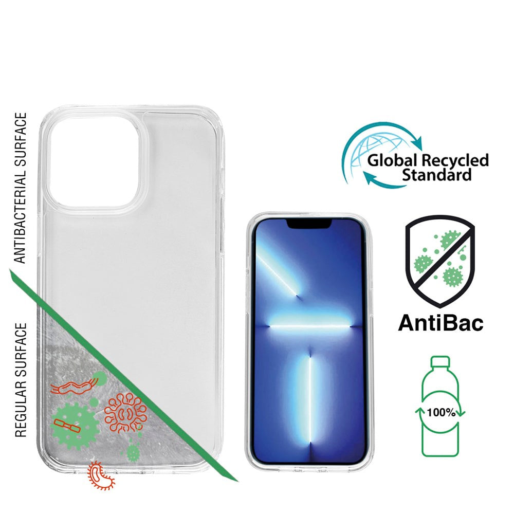 iPhone 14 4Smarts AntiBac Eco Bagside Cover - 100% Genbrugsplast - Gennemsigtig