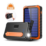 4smarts Prepper Powerbank 12.000mAh m. Solcelle - 2 x USB-A - Sort / Orange