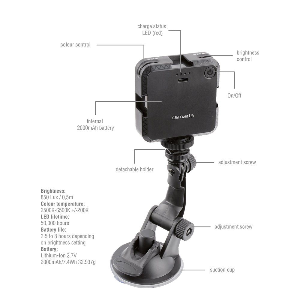 4smarts Video Light LoomiPod m. Sugekop - Sort