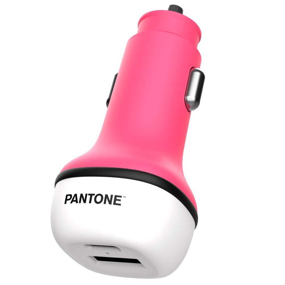 Pantone Biloplader PD 20W med USB-C & USB-A - Pink