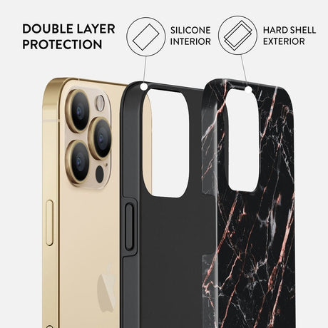 Burga iPhone 13 Pro Tough Fashion Cover - Rose Gold Marble