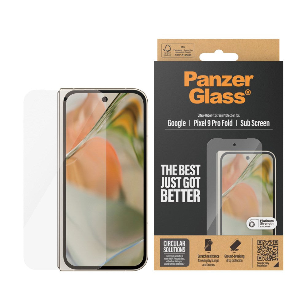 Google Pixel 9 Pro Fold - PanzerGlass - Ultra-Wide Fit Skærmbeskyttelsesglas - Gennemsigtig