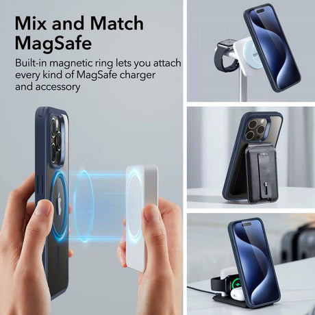 iPhone 15 Pro - ESR Classic Hybrid Cover - MagSafe Kompatibel - Gennemsigtig / Blå