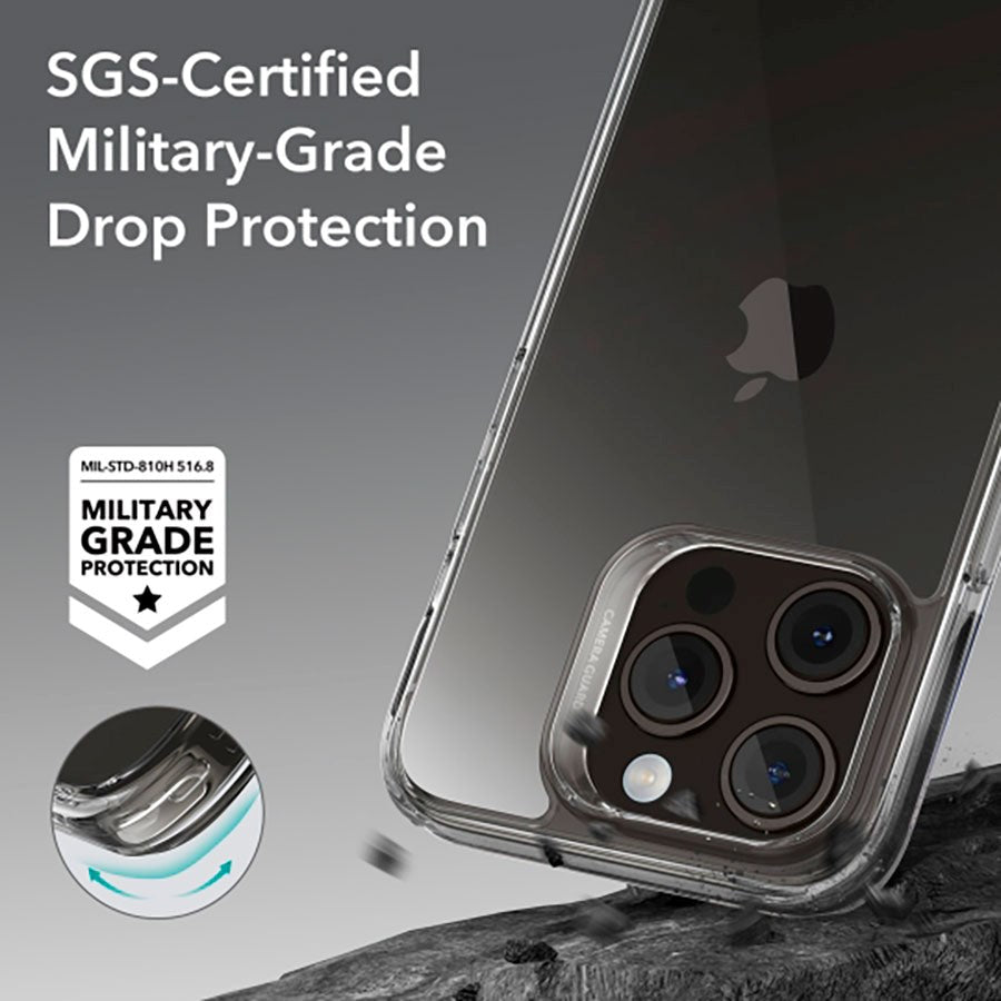 iPhone 15 Pro ESR Ice Shield Hybrid Air-Guard Bagside Cover - Gennemsigtig