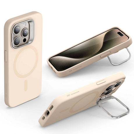 iPhone 15 Pro ESR Cloud Kickstand Halolock Bagside Cover - MagSafe Kompatibel - Beige