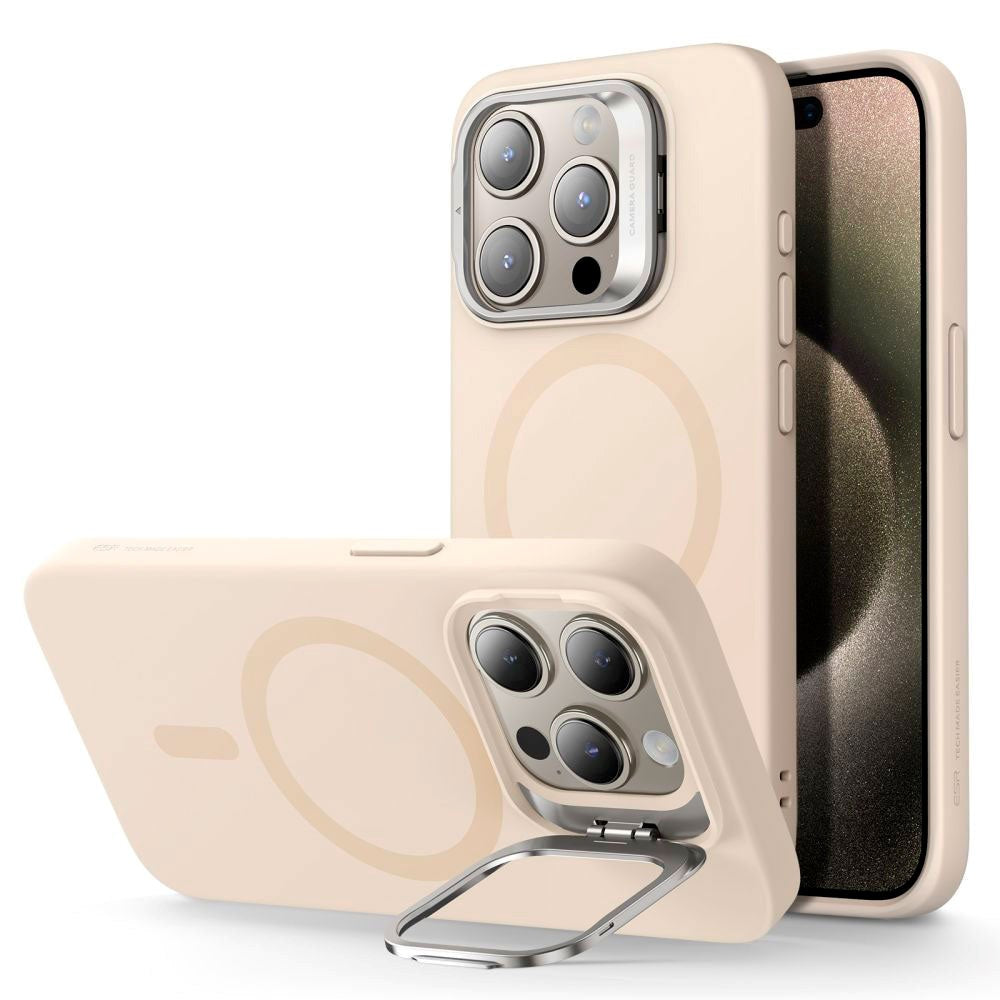 iPhone 15 Pro ESR Cloud Kickstand Halolock Bagside Cover - MagSafe Kompatibel - Beige