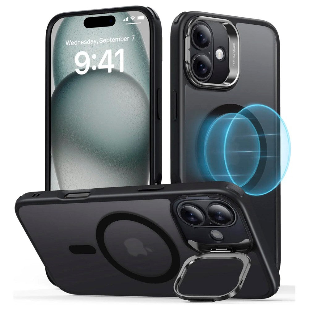 iPhone 16 - ESR Classic Hybrid Cover m. Kickstand - MagSafe Kompatibel - Mat Sort