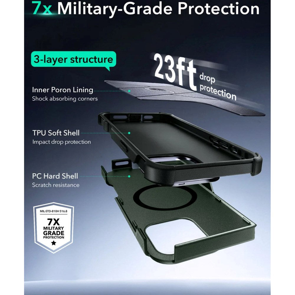 ESR iPhone 16 Pro Cyber Armor Case - inkl. Kickstand - MagSafe Kompatibel - Grøn