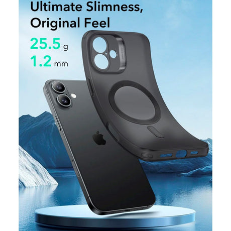 iPhone 16 - ESR Zero Clear Fleksibelt Plastik Cover - MagSafe Kompatibel - Mat Sort