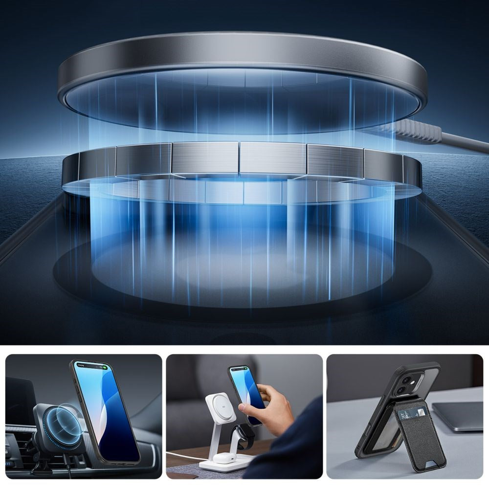 iPhone 16 ESR HaloLock m. Bagside Cover & Beskyttelsesglas - MagSafe Kompatibel - Mat Sort