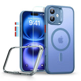 iPhone 16 ESR HaloLock m. Bagside Cover & Beskyttelsesglas - MagSafe Kompatibel - Mat Blå