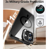 iPhone 16 - ESR Classic Hybrid Cover m. Kickstand - MagSafe Kompatibel - Gennemsigtig / Sort