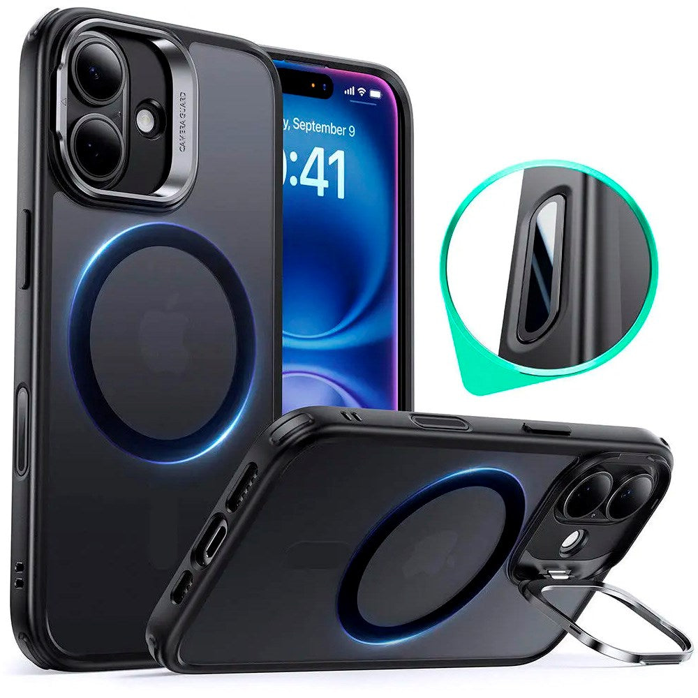 iPhone 16 - ESR Classic Hybrid Cover m. Kickstand - MagSafe Kompatibel - Mat Sort